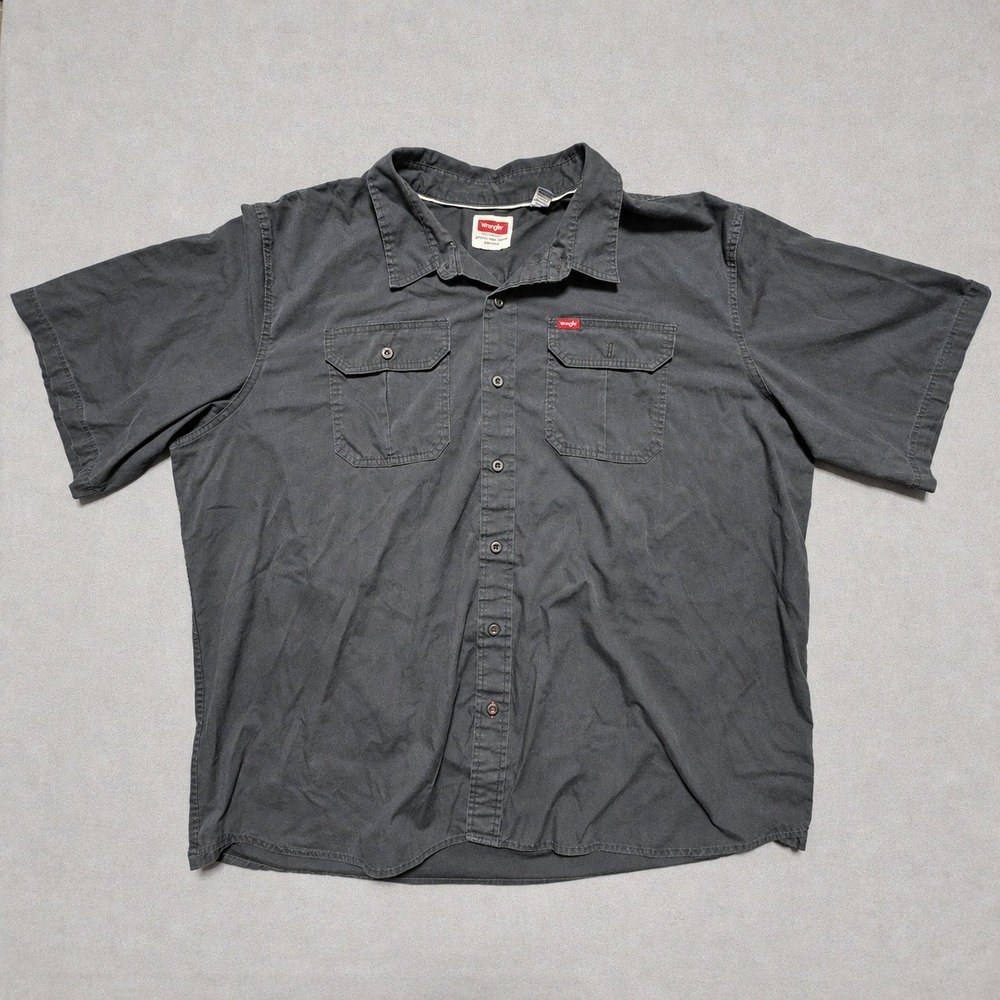 Wrangler Mens 3XL Short Sleeve Button Down Shirt Charcoal Gray 11235176